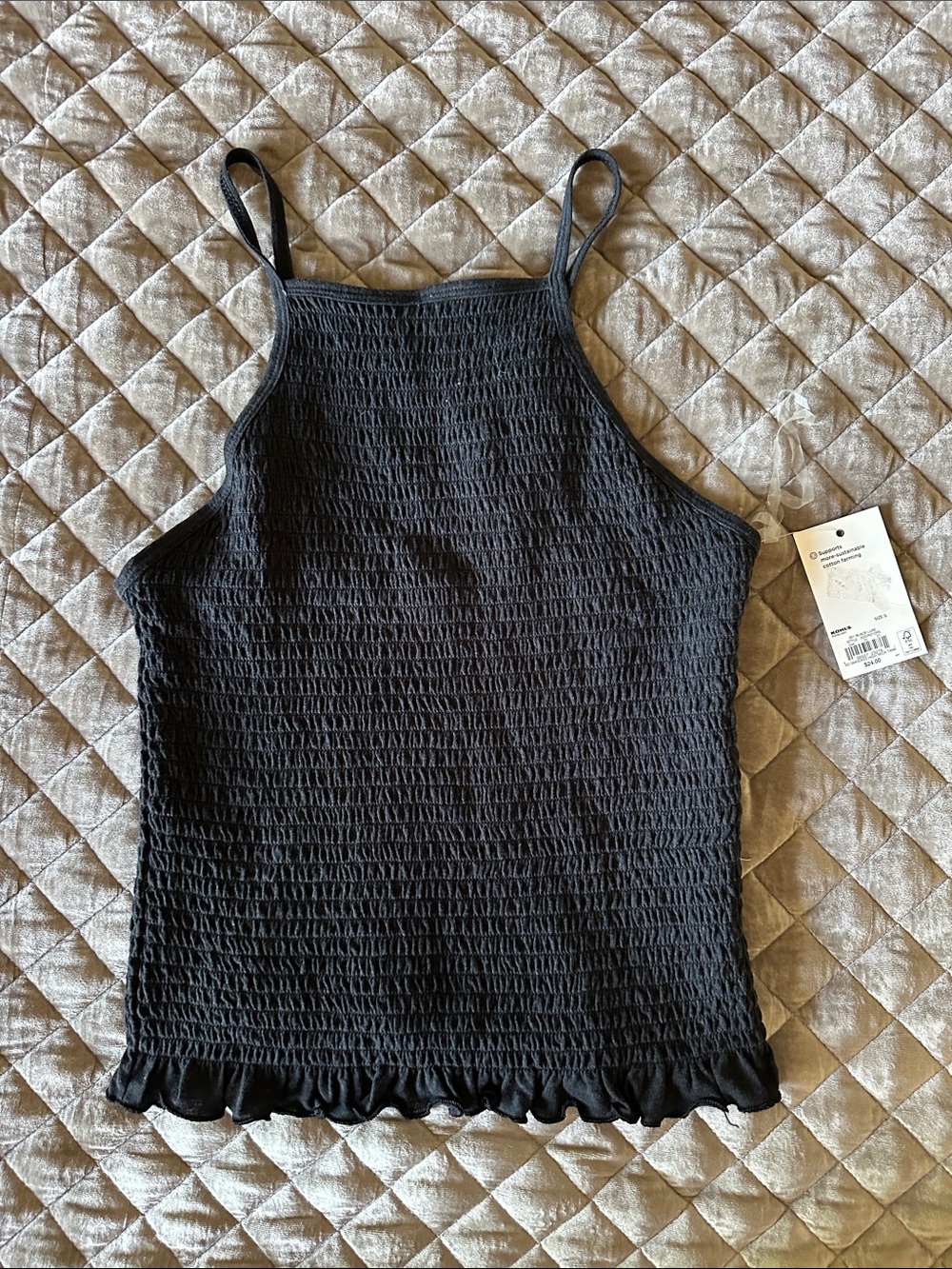 Kohl's Black Smocked Ruffle-Hem Camisole